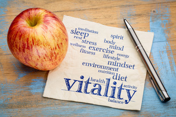 vitality  word cloud on napkin