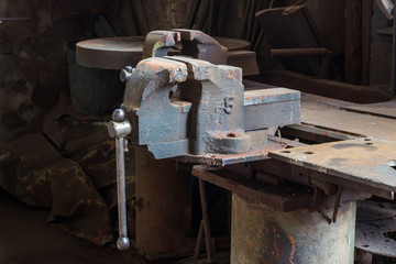 Old bench vise