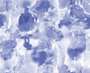 abstract watercolor seamless pattern from monochrome patches of indigo