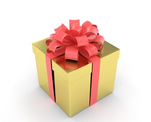 gift box with bows isolated on white. 3d rendering.