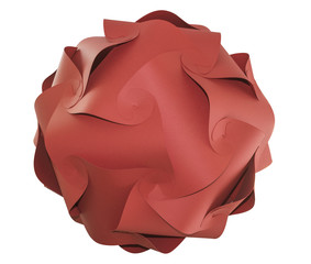 isolated red origami ball made of cutted paper