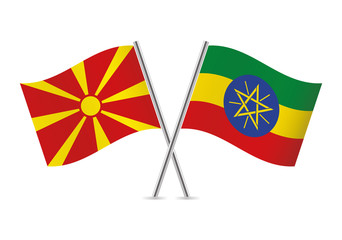 Macedonian and Ethiopian flags. Vector illustration.