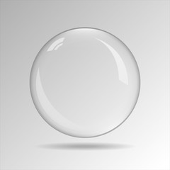 Transparent vector bubble. White glass bubble. Modern and elegant glass pearl.