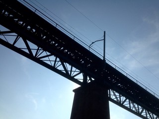 Silueta de un puente ferroviario