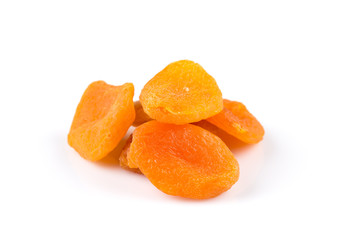 Dried apricots on white background