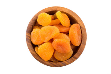 Dried apricots on white background