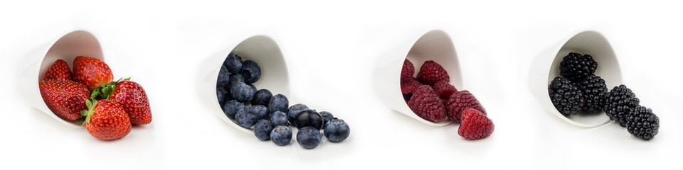 horizontal collection of berries in bowles