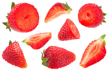 Strawberry fruit set on white