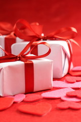 gifts with red ribbons