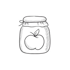 Apple jam jar sketch icon.