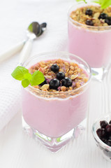 Berry yogurt with oat flakes