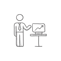 Business presentation sketch icon.