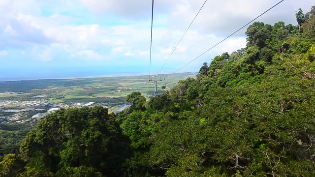 Skyrail Rainforest Cableway, a 7.5 kilometre scenic cableway running above the Barron Gorge National Park a World Heritage in the Wet Tropics of Queensland, Australia.