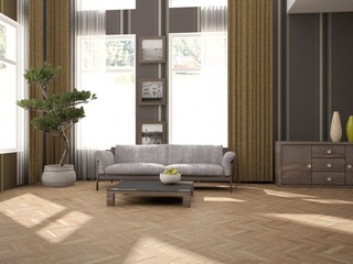 Naklejka premium white interior design of living room