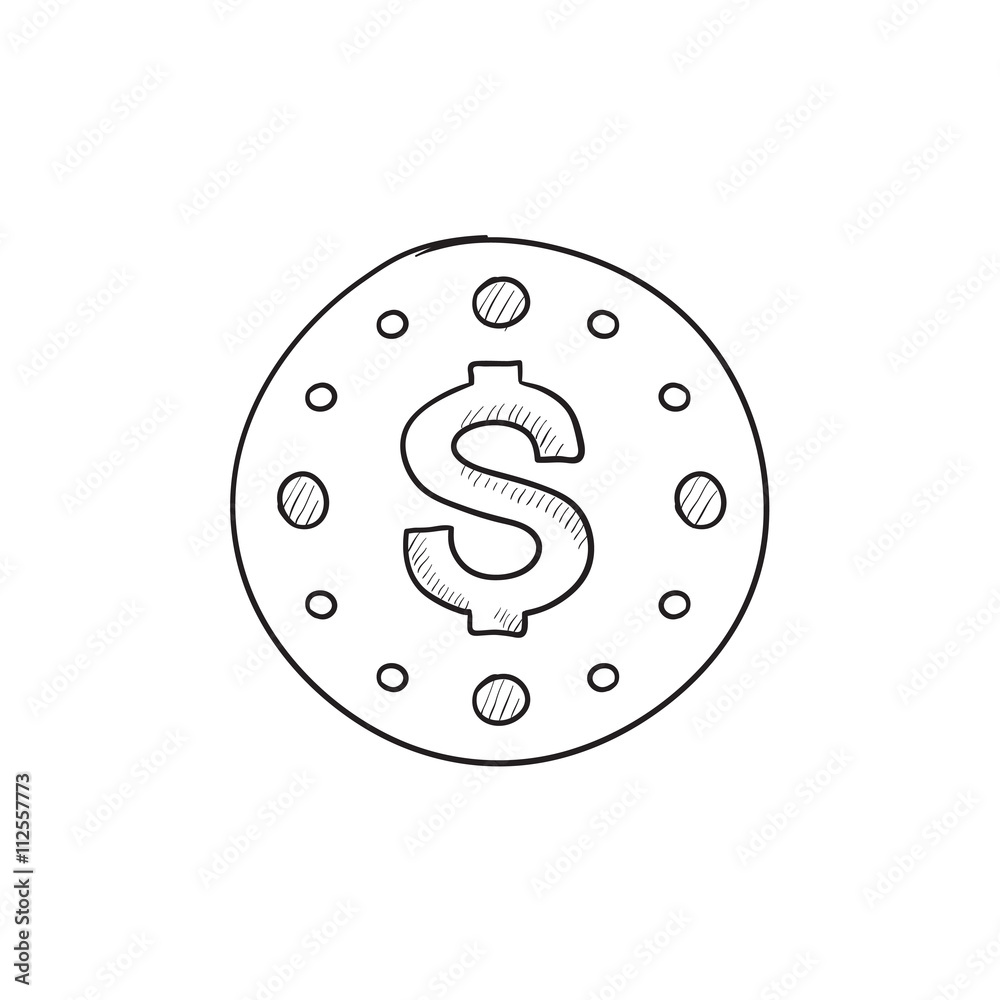 Canvas Prints wall clock with dollar symbol sketch icon