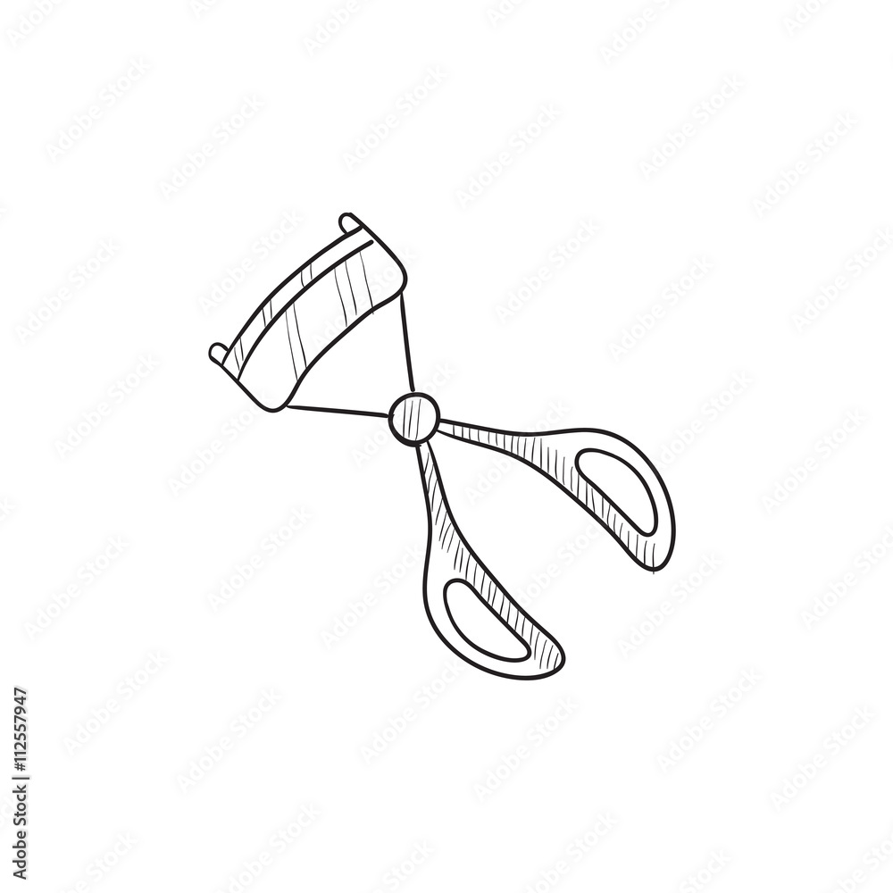 Wall mural Eyelash curler sketch icon.