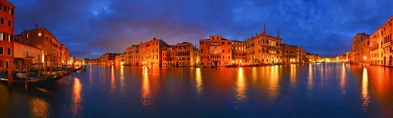 Tuinposter Night Grand Canal panorama, Venice, Italy © denis_333