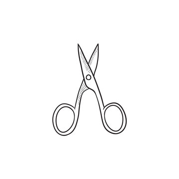 Nail Scissors Sketch Icon.