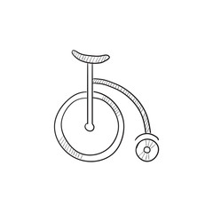 Circus old bicycle sketch icon