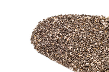 Chia Seeds over white background with copyspace