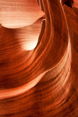 Sand scoured rocks in lower Antelope Canyon