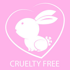 Animal cruelty free icon design. Animal cruelty free symbol design. Product not tested on animals sign with pink bunny rabbit. Vector illustration.