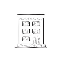 Residential building sketch icon.