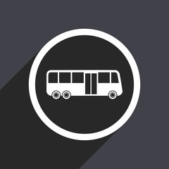 Gray flat design bus vector icon
