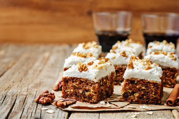 vegan walnuts carrot cake with cashew cream frosting