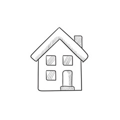Fototapeta premium Two storey detached house sketch icon.