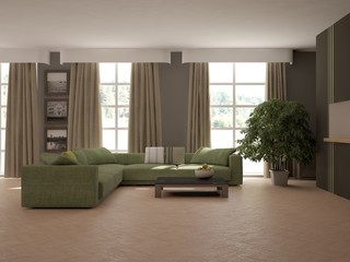 white interior design of living room