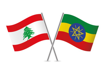 Lebanese and Ethiopian flags. Vector illustration.