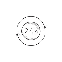 Service 24 hrs sketch icon