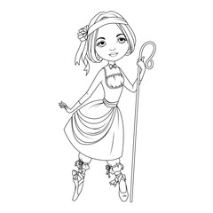 Coloring book: Shepherdess character