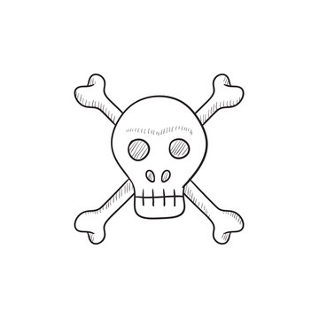 Skull and cross bones sketch icon