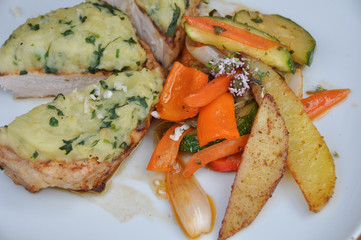 Karree vom Schwein mit Blattspinat direkt vom Grill 