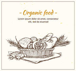 Hand drawn vintage vector illustration - Bakery shop. Grocery 