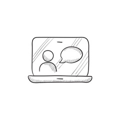 Online education sketch icon.
