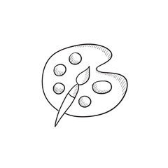 Paint brush with palette sketch icon