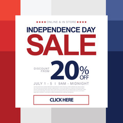 Independence Day Fourth of July Holiday Sale Promotion Design Coupon Template