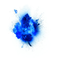 Blue explosion isolated on white background