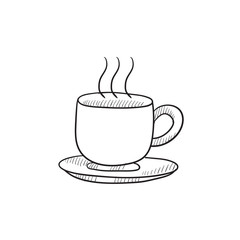 Cup of hot drink sketch icon.