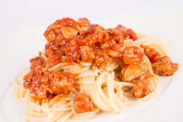 Spaghetti bolognese on a plate