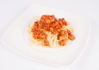 Spaghetti bolognese on a plate