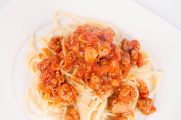Spaghetti bolognese on a plate