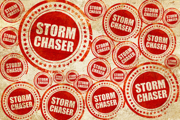 storm chaser, red stamp on a grunge paper texture