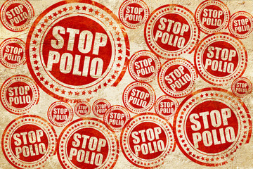 stop polio, red stamp on a grunge paper texture