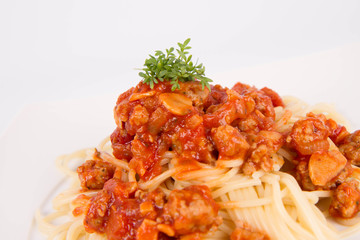 Spaghetti bolognese on a plate 