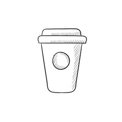 Disposable cup sketch icon.