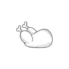 Raw chicken sketch icon